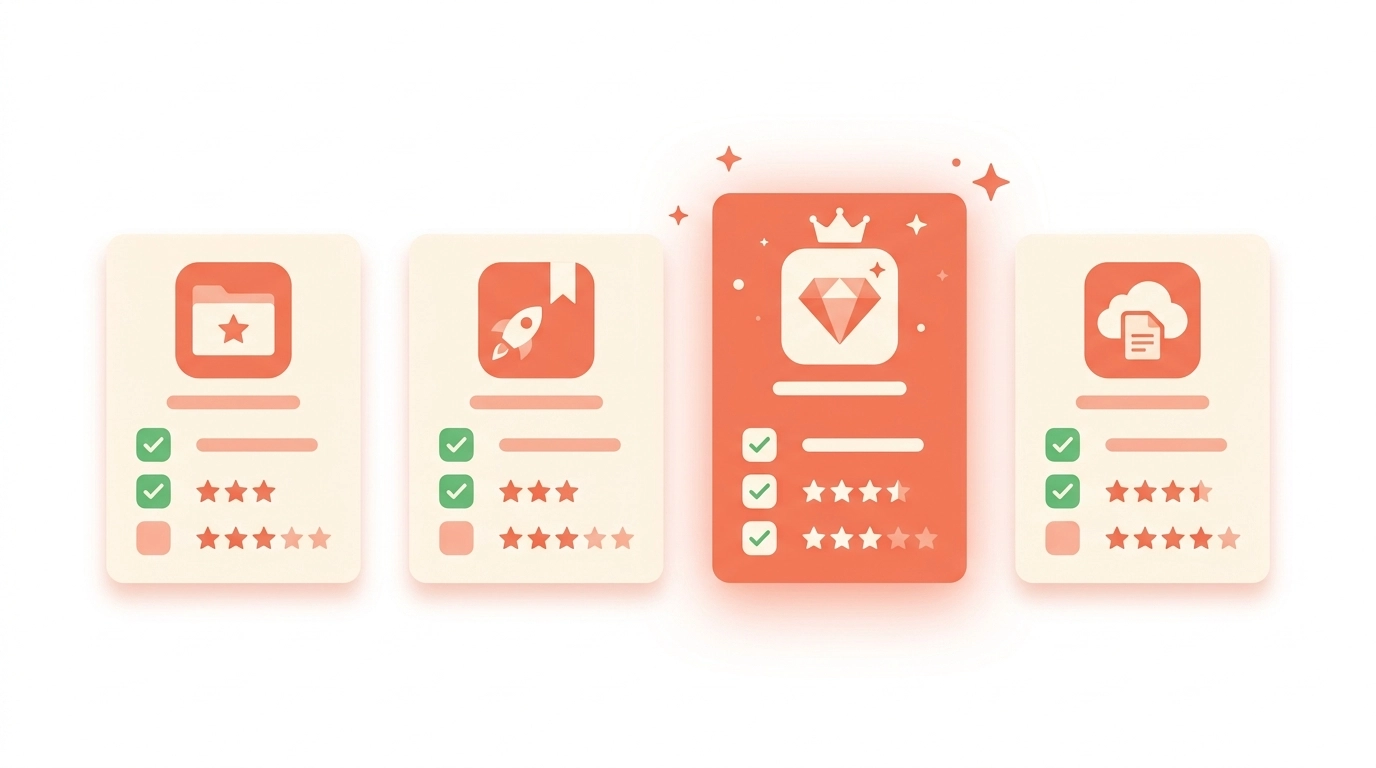 Organized folders representing content saving apps
