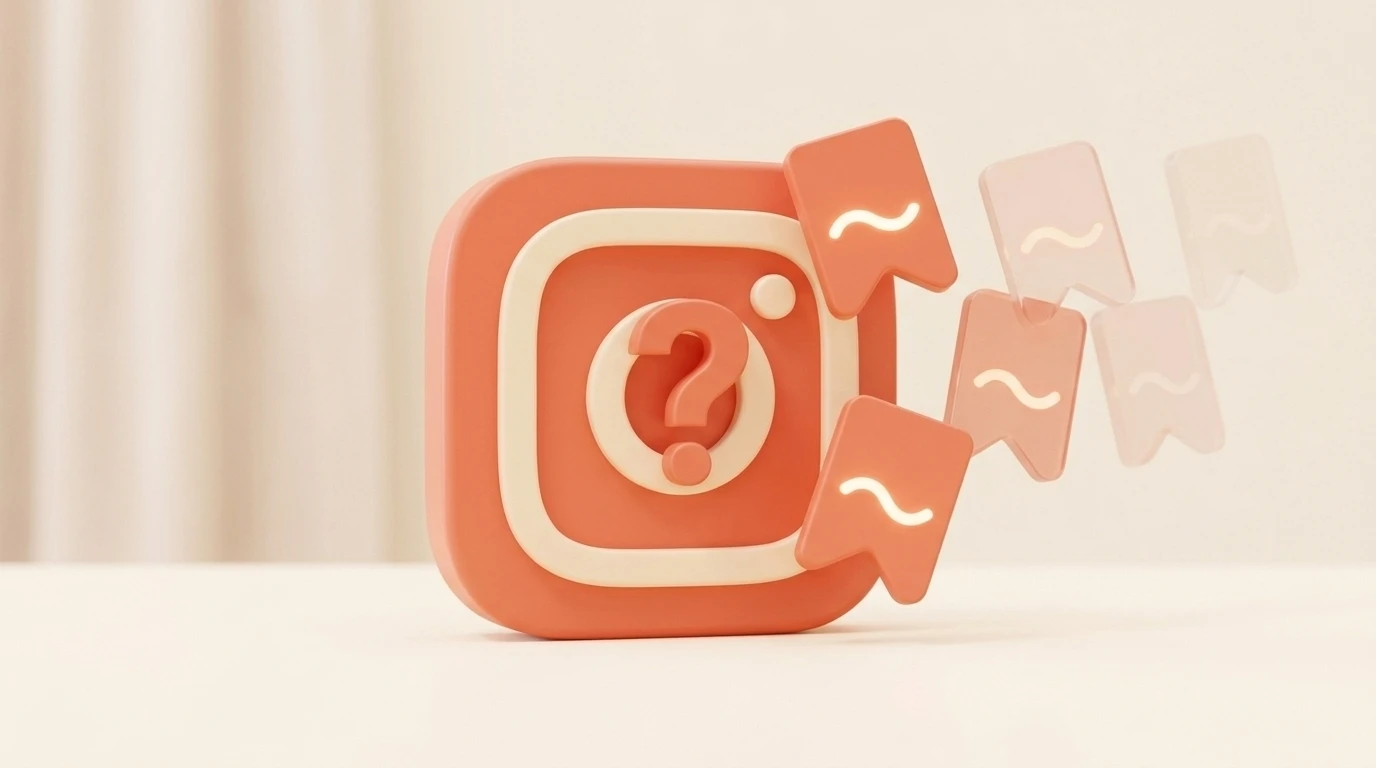 3D illustration of Instagram saved posts fading away