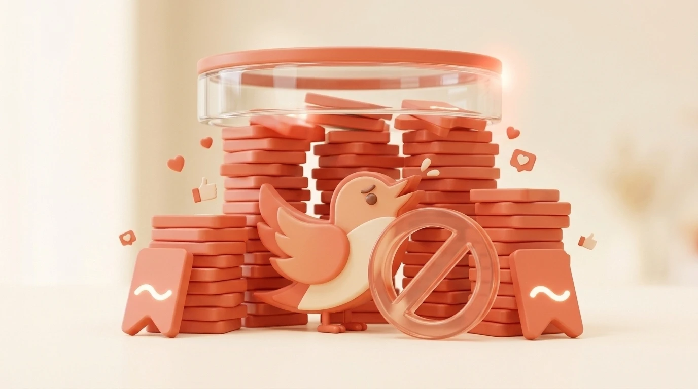 3D illustration of Twitter bookmarks reaching their limit